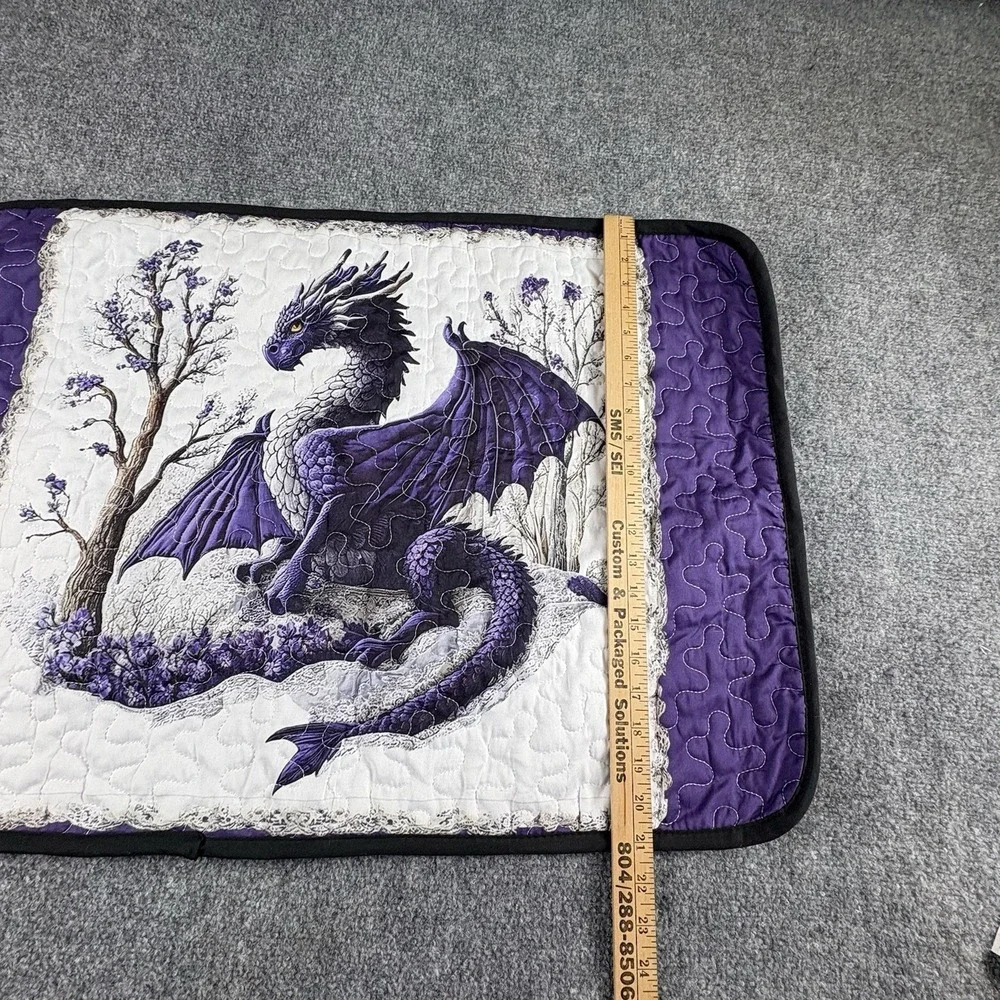 Purple Dragon Quilted Pillow Sham Cover Gothic Fantasy Dragoncore Medieval 30x21